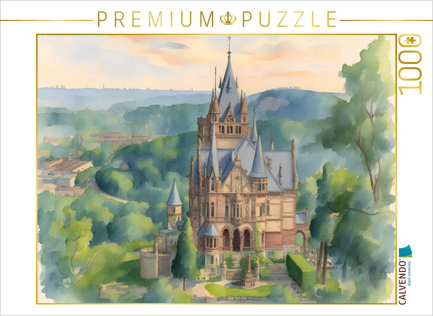 CALVENDO Puzzle Schloss Drachenburg | 1000 Teile Lege-Größe 64x48cm Foto-Puzzle für glückliche Stunden