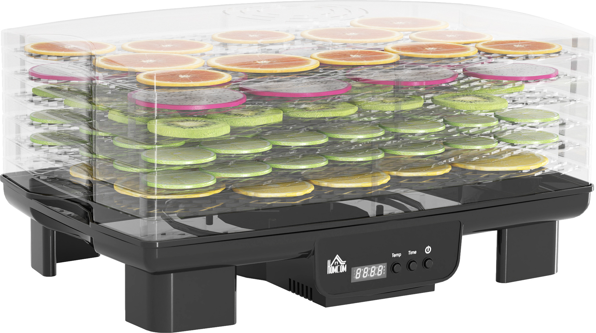 HOMCOM Dörrautomat Mit 6 Einschüben, 550W, 40-70°C - Für Obst, Fleisch