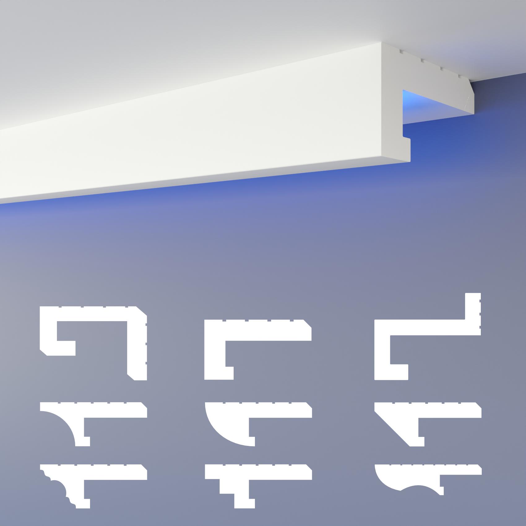 HEXIMO LED-Schattenfugenprofil Stuckleisten, indirekte Beleuchtung XPS-Styropor-Trockenbau-Deckenschattenfugenprofil Trockenbau-Schattenfuge (1,7 Meter HLED 11) 88365