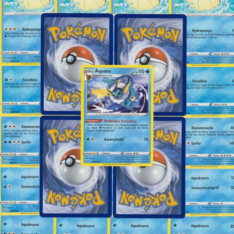 Nintendo 20 verschiedene Wasser Poekmon Karten inkl. Holo Karte - Deutsch