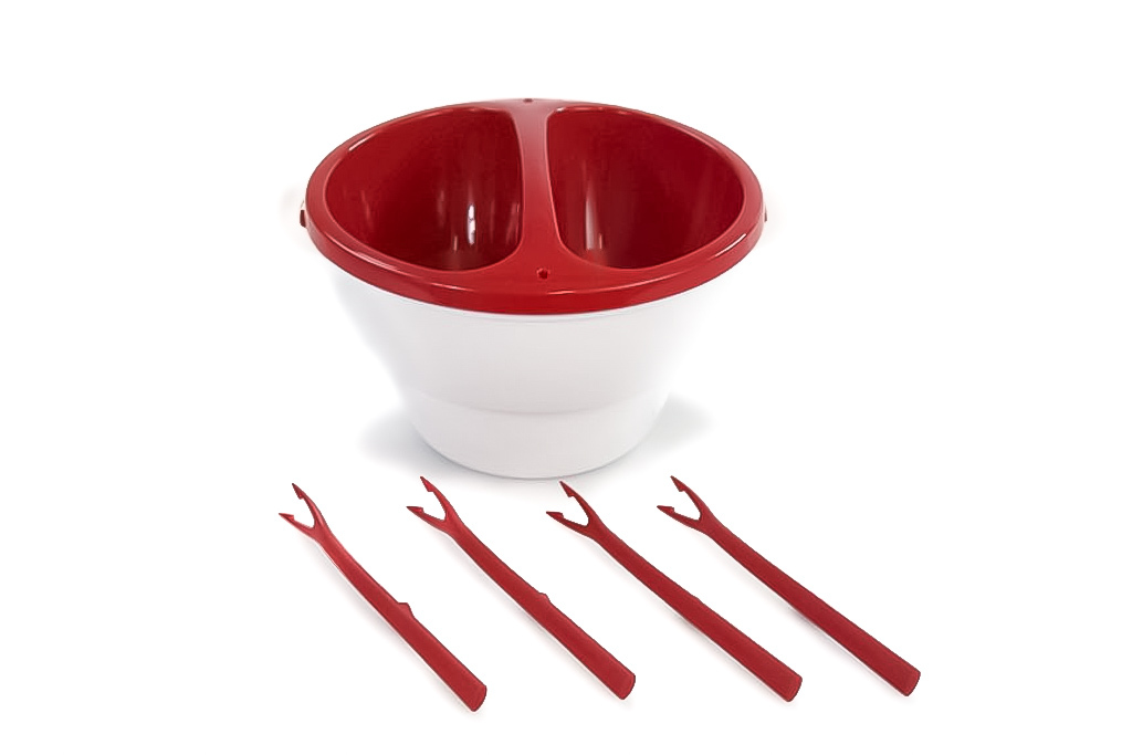 TUPPERWARE Allegra 1L rot Schoko Traum Schokofondue Mikrowelle Servier & Dip
