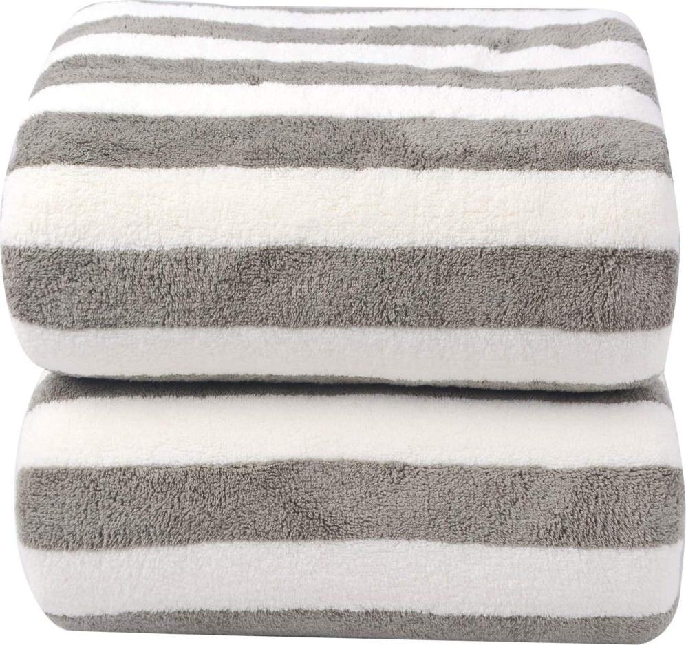 Crrynuo VIVOTE Microfibre Bath Towel Large Size Ultra Soft and Very Absorbent Sauna Towel 70 x 140 cm Bath Towels Thick Sauna Towel Set of 2 Grey KAU-LR-UN-CPK-20260122-123
