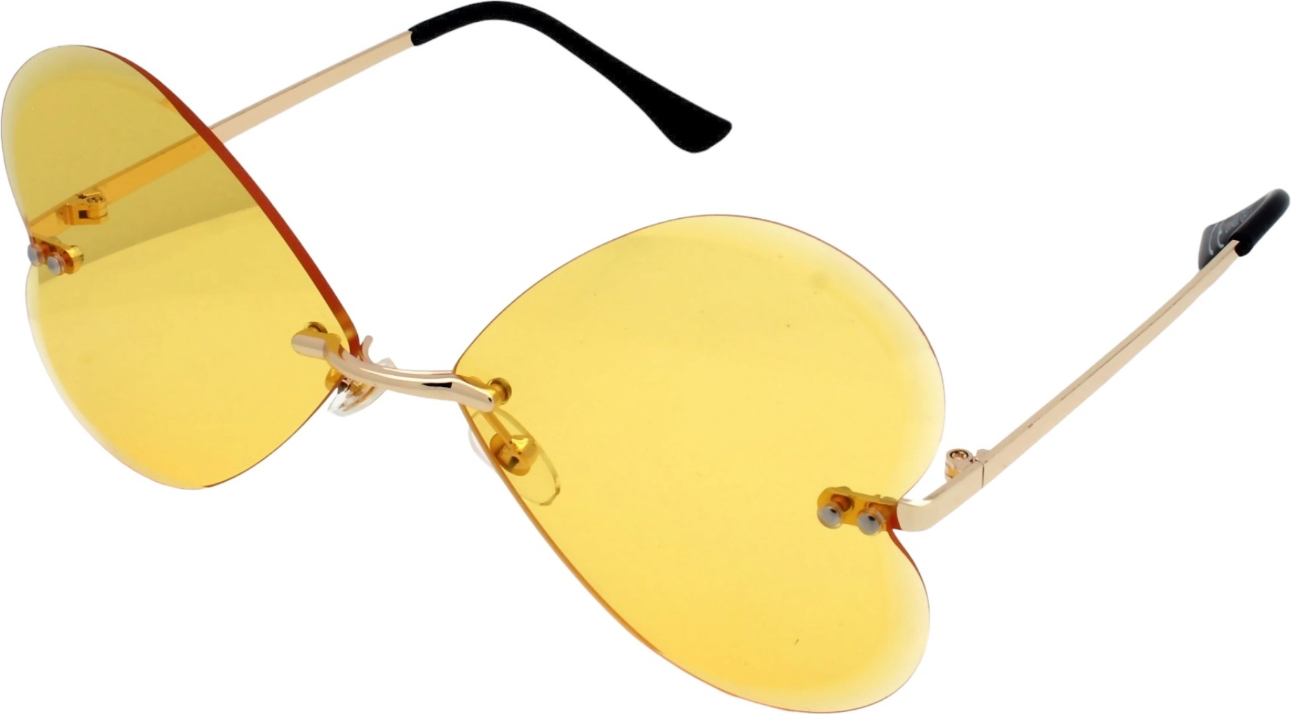 Luxxada Festivalbrille Herz Brille Sonnenbrille Damen Große Herzform Brillengläser Facettenschliff Edle Luxus Party Festival Brille LX-Herz-Facettenschliff-Gelb