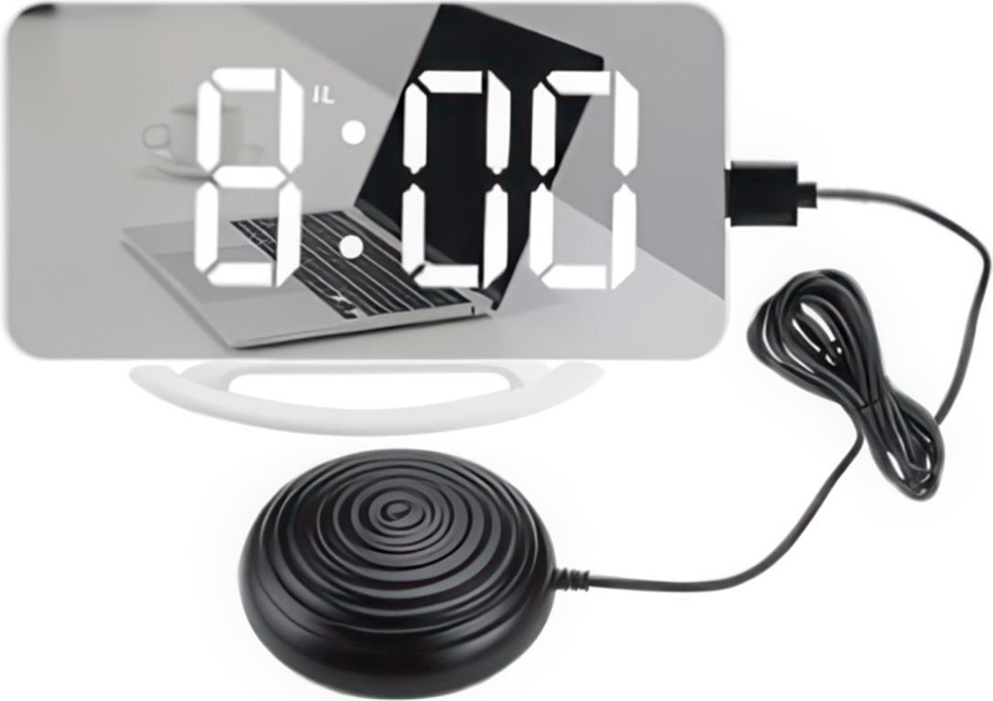 Novzep LED-Vibrationswecker, multifunktionale elektronische Spiegel-Digitaluhr, automatischer Lichtsensor, geeignet für Menschen mit Hörbeeinträchtigungen. KAUF-ALRI-HC2246-017