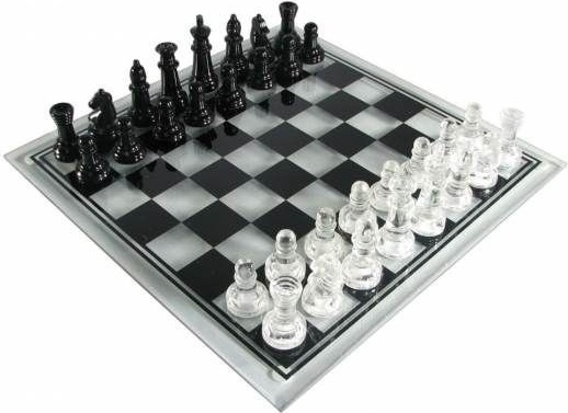 Ubergames Glass Schachspiel - 25 x 25 cm - Glasschachspiel erhöhte Füße UG-364 GS-02B