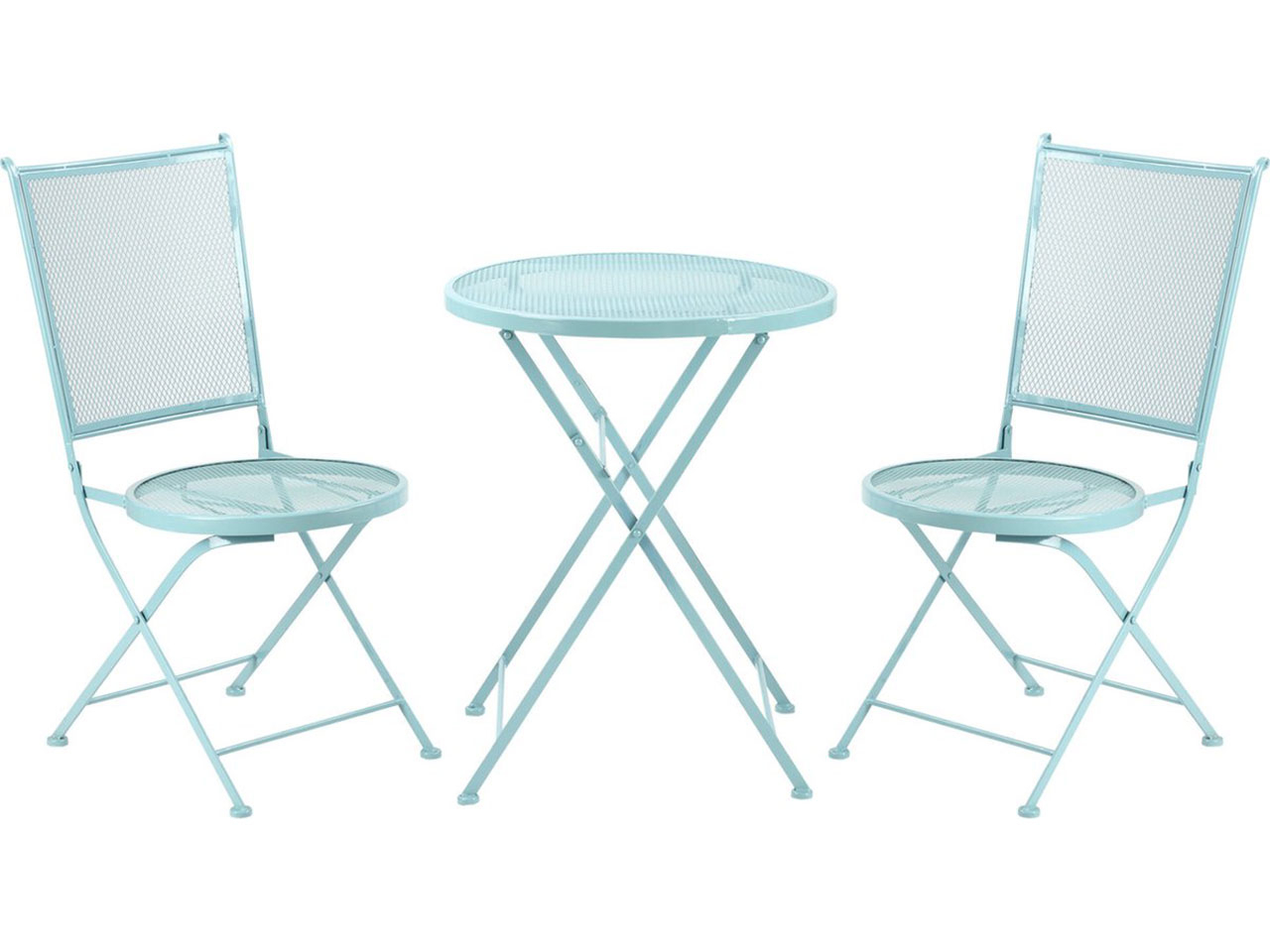 Súprava záhradného nábytku 84B-835, sedacia súprava, pre 2 osoby, skladacie kreslá na terasu, balkón, kov, modrá