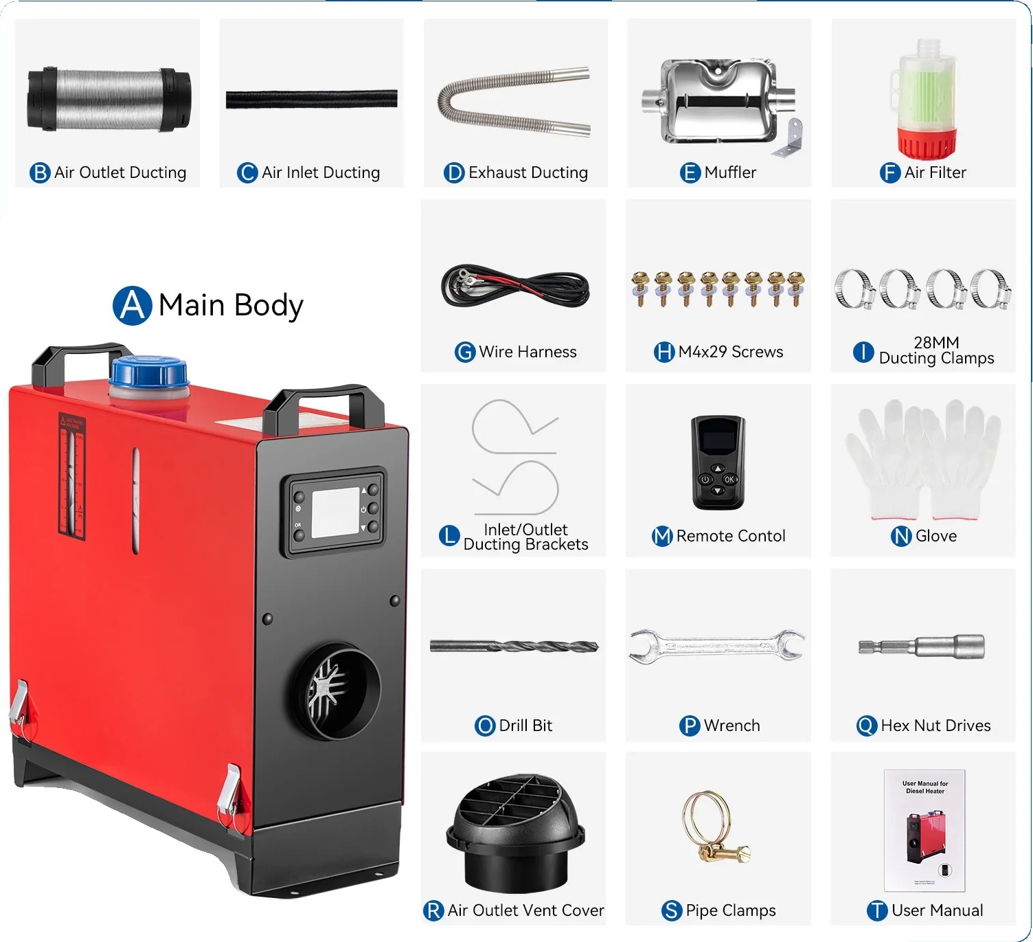 Dieselové kúrenie do auta, 8000W kúrenie, napájanie 12V, 8KW ALL IN ONE, 8KW ALL IN ONE