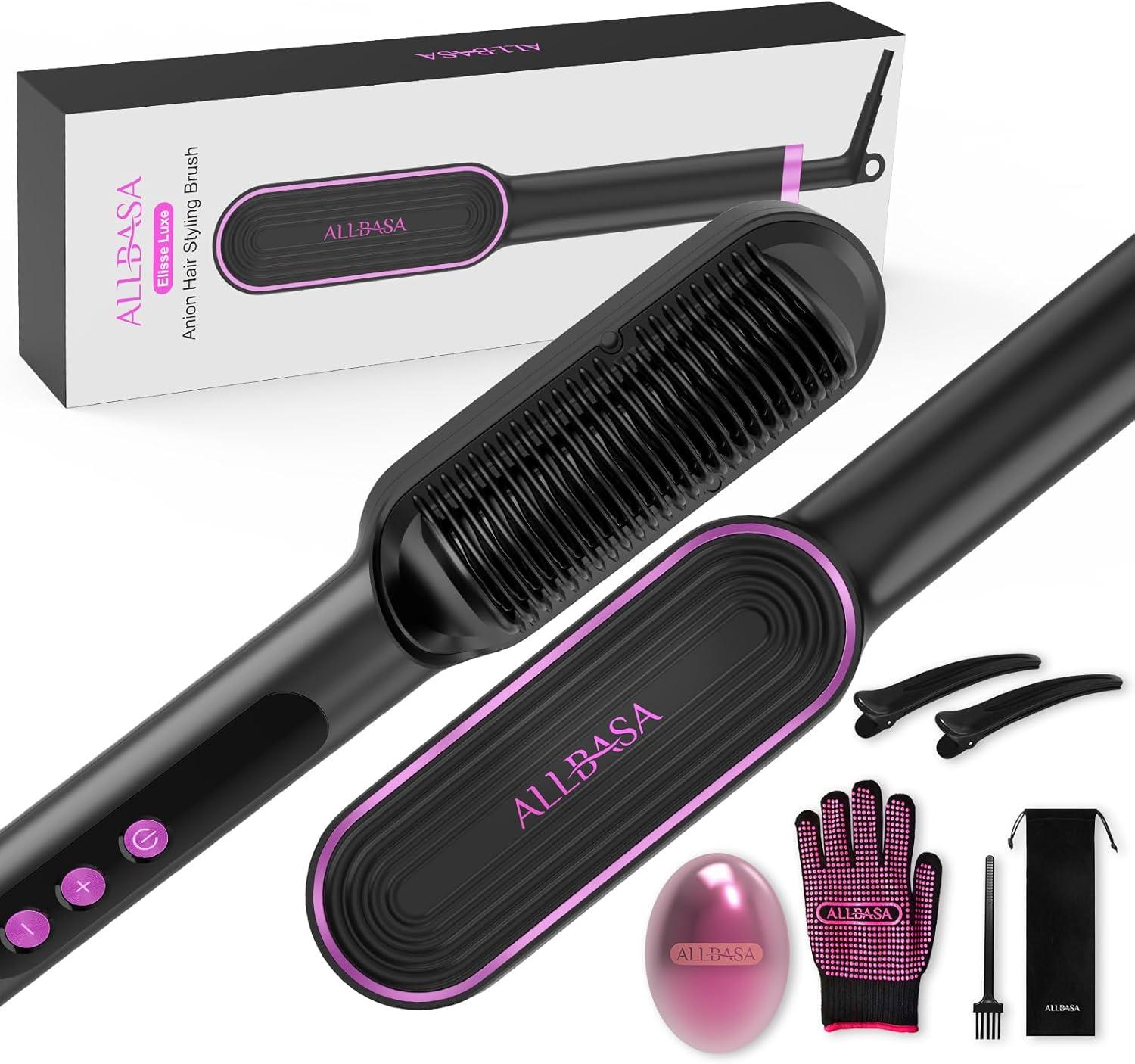 ALLBASA Haarglätter,Professionelle Glättbürste für Haare, 9 Temperatureinstellungen,120 ℃ - 200 ℃, LCD-Display, negative Ionen-Glätteisen, für alle Haartypen