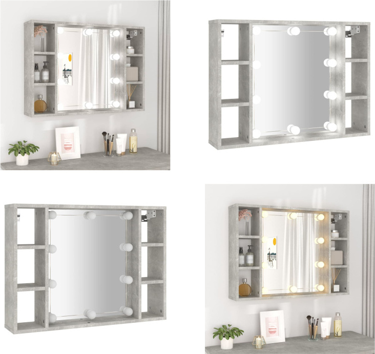 vidaXL Spiegelschrank mit LED Betongrau 76x15x55 cm - Spiegelschrank - Spiegelschränke - LED-Spiegelschrank - Spiegelschrank Bad HL808859