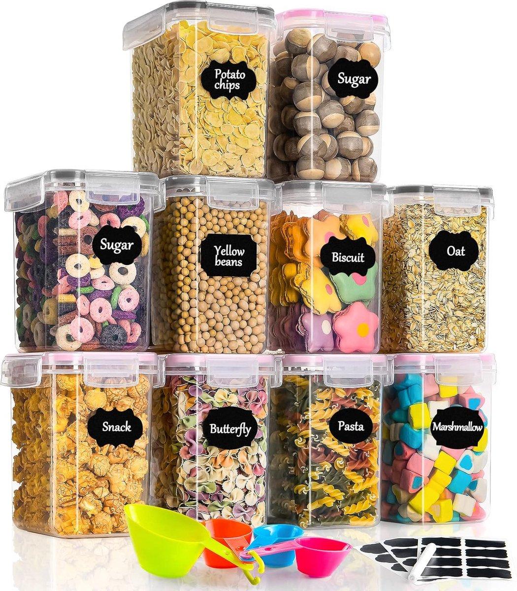 PPGoods 1,6L Vorratsdosen 10-teilig – Aufbewahrungsboxen Küche – Luftdicht – Kunststoff mit Deckel – Vorratsbehälter für Pasta, Müsli, Reis, Mehl und Tierfutt