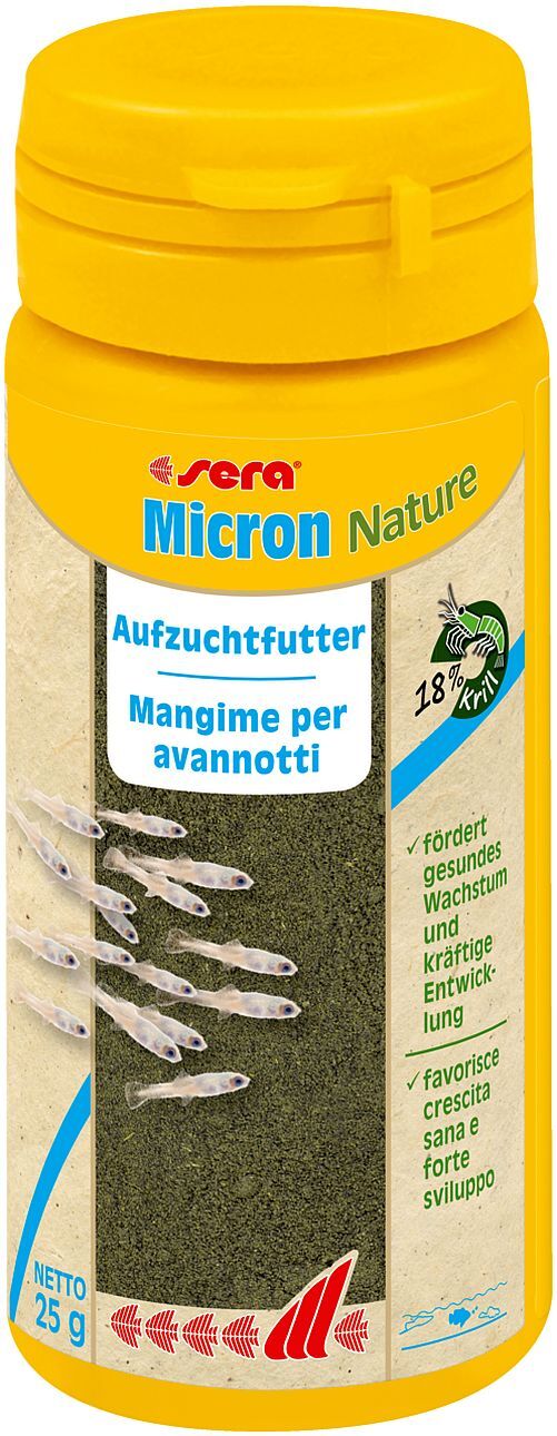 sera Micron Nature, Zierfisch, Trockenfischfutter, Vitamin A, Vitamin B1, Vitamin B2, Vitamin C, Vitamin D3, Vitamin E, Medium, 56,6%, 10,3% 720