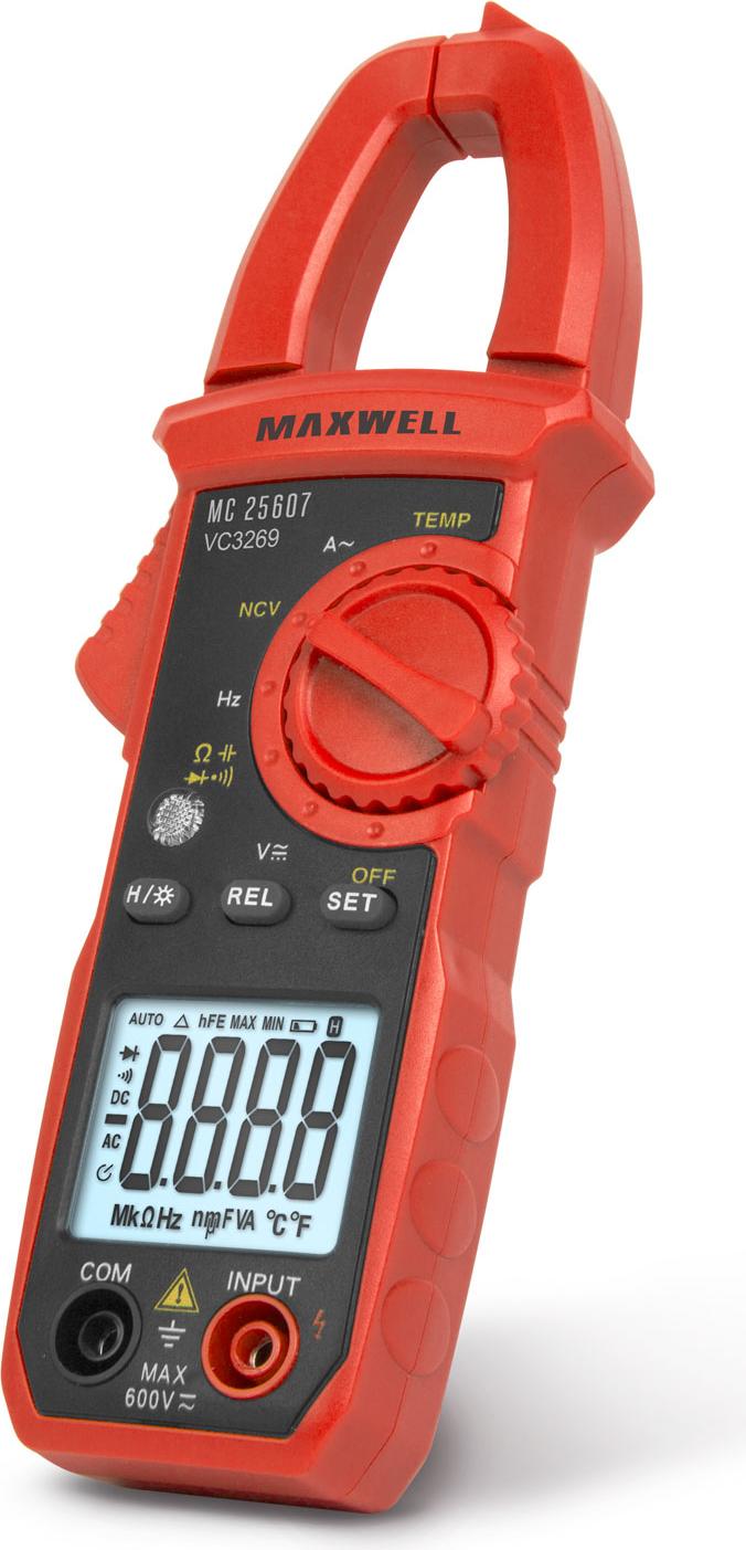 HomeShopXL Digitales Zangenamperemeter - Mit Widerstandsmessung - Temperaturmessung - 2 x AAA - 187 x 66 x 32 mm [25607]
