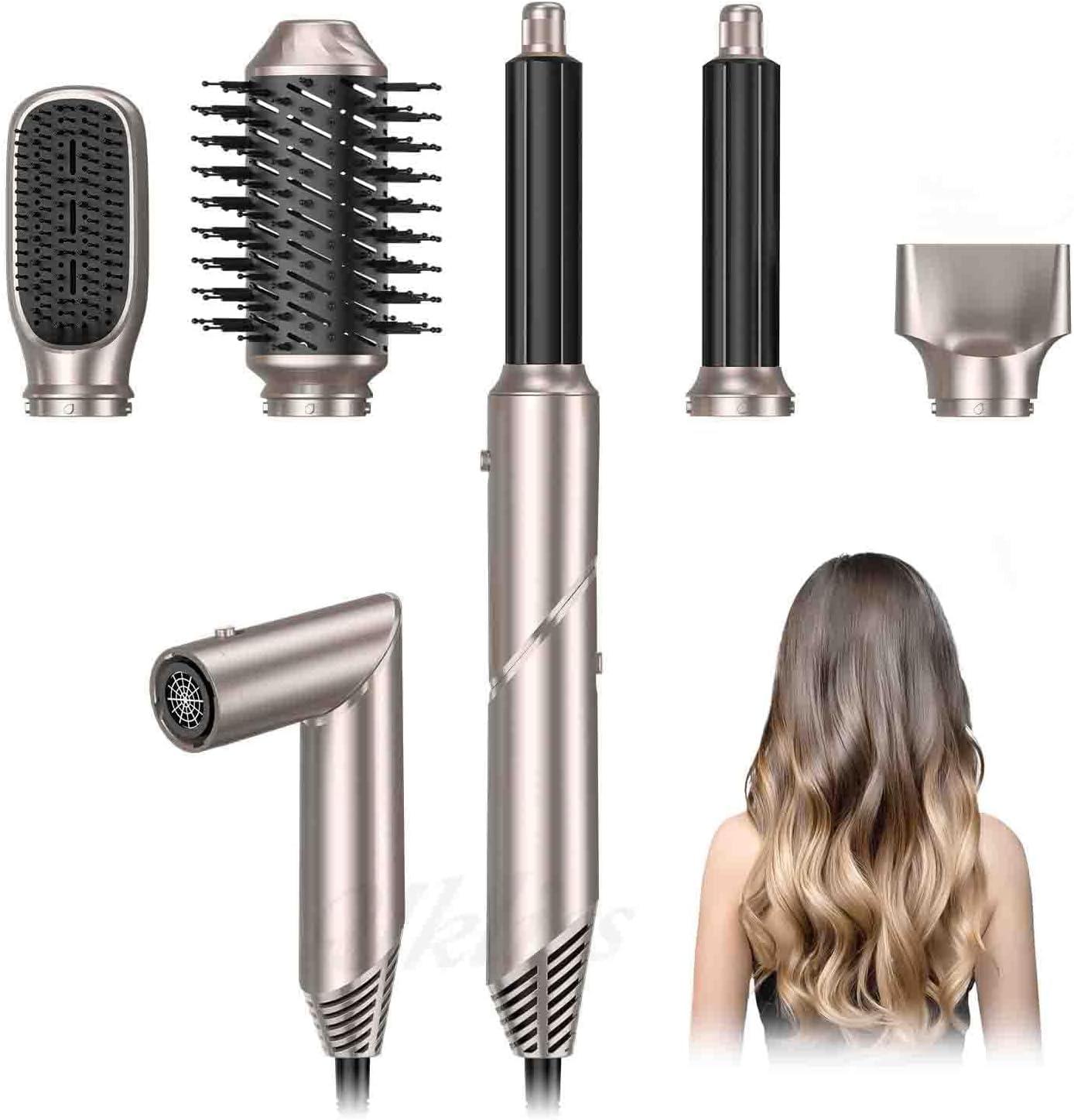 OKWRAP Hair Styler Set, Airstyler Hairstyler Set mit Haartrockner, Hair Dryer Brush, Lockenstab, Glättbürste, Airbrush 5 in 1 zum Trocknen, Locken, Glätten