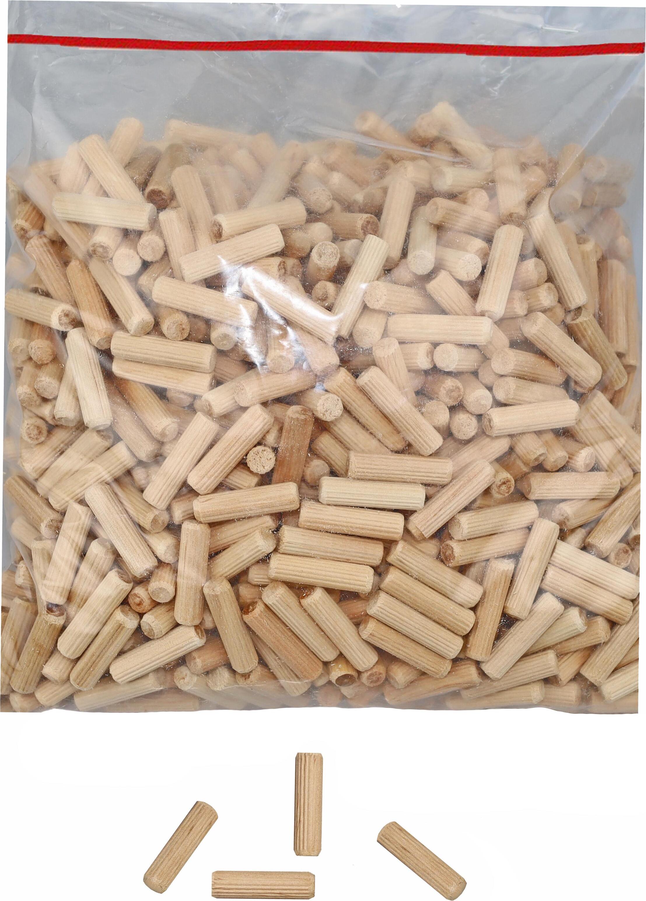 KeyMet Riffeldübel Holzdübel Riffeldübel Holzstifte Holz Geriffelt Weichholz Birke - Grösse: 8 x 30 - Menge: 100