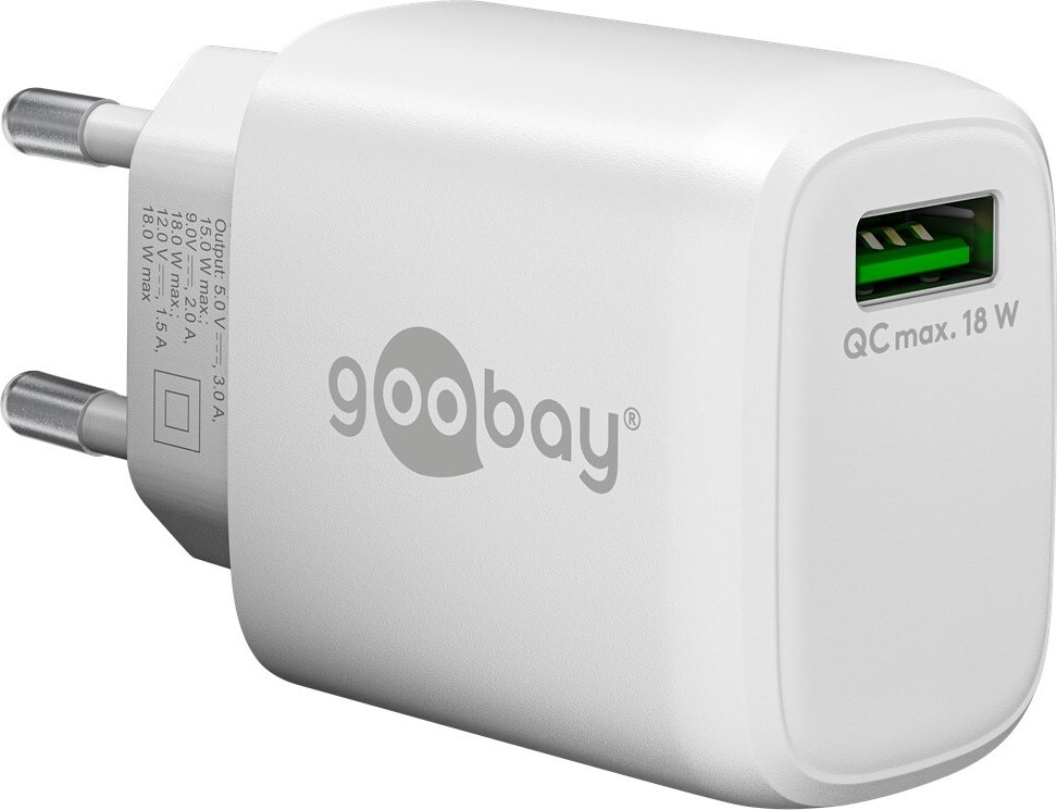 Rýchlonabíjačka USB-A QC (18 W) biela