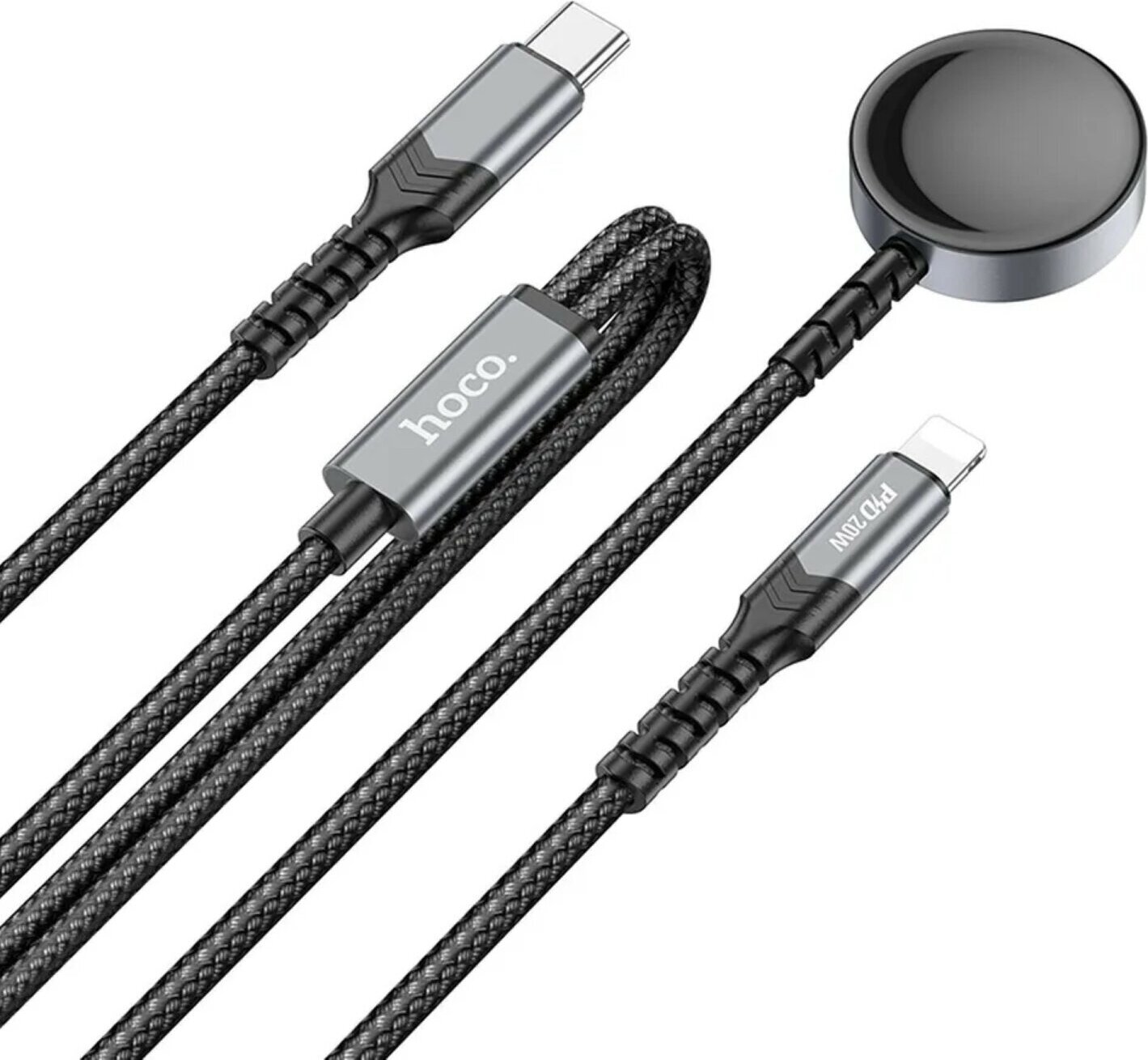 HOCO 2v1 indukčná nabíjačka kompatibilná s hodinkami Watch + nabíjací kábel kompatibilný s iPhone CW54 Black