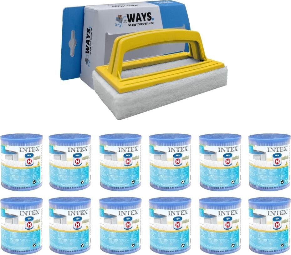 Intex - Ekonomické balenie - H-filter vhodný pre filtračné čerpadlo 28602GS - 12 kusov a čistiaca kefa WAYS