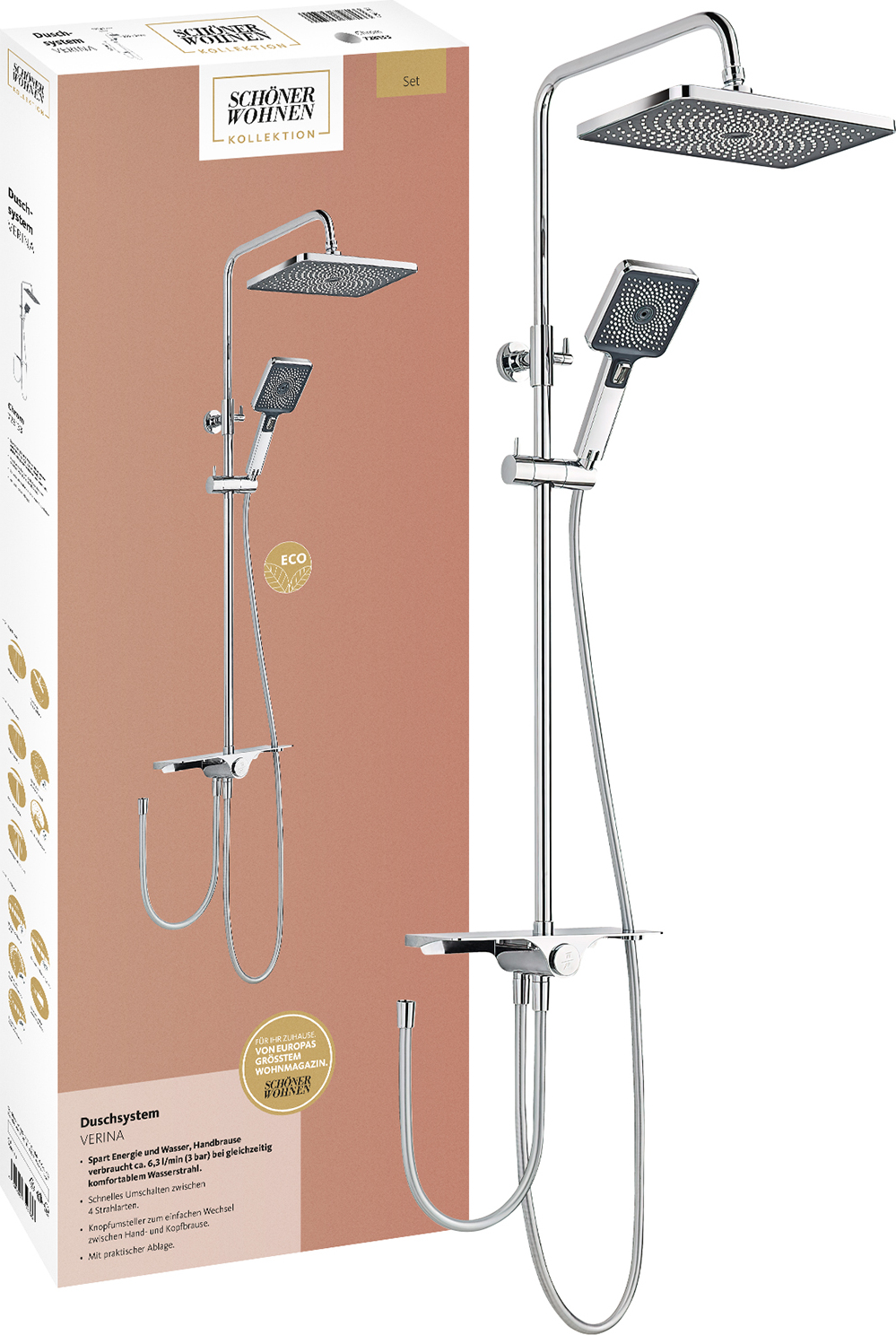 Schöner Wohnen Duschsystem Glaia - Thermostat Armatur Mit Regendusche