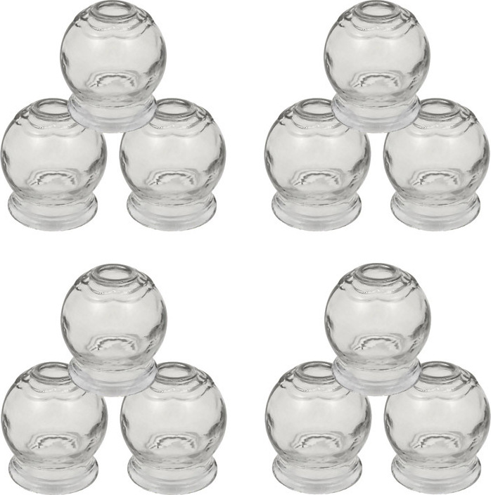 Rukauf 12er SET Schröpfgläser ø 6 cm Höhe 7,5 cm Schröpfen aus Glas (Feuerschröpfen) Vakuum Massage/Glass Cupping Dia 6 cm
