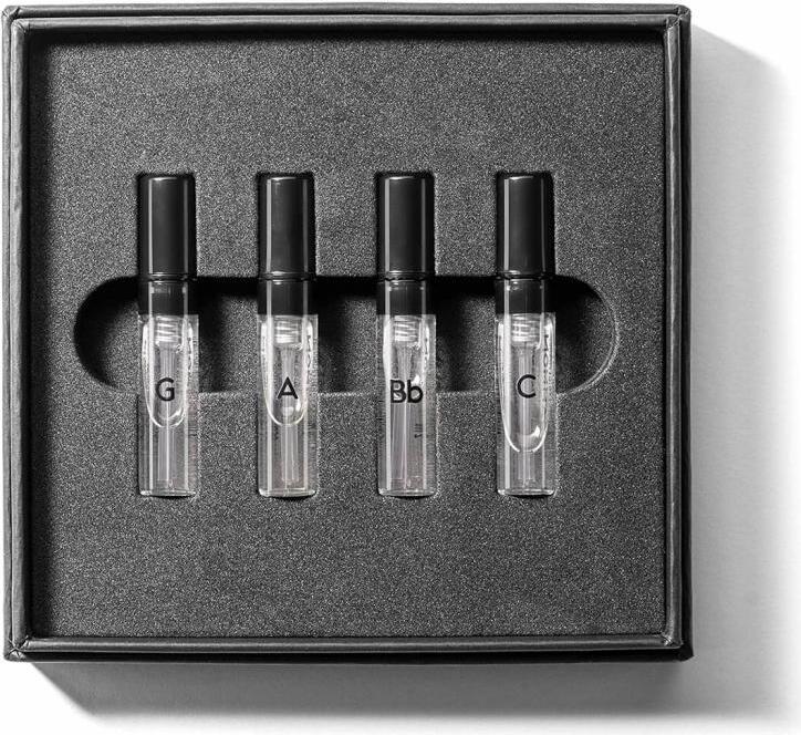 GAMMON 9489 Black Notes Perfume Explorer Set (4x2 ml), sada parfémov so všetkými 4 pánskymi parfémami Black Notes s dlhotrvajúcim 20% parfémovým olejom
