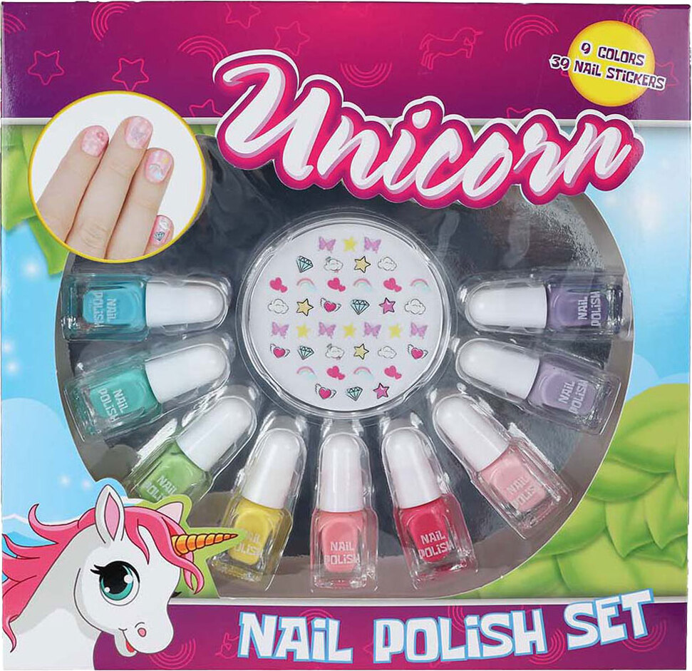 Van Manen Unicorn Nagellackset Einhorn mit Nagelstickern für Kinder 3111195