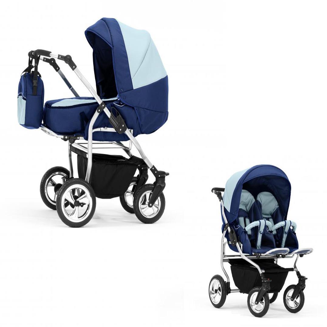 Zwillingskinderwagen 2 in 1 Duo Twin inkl. Sportsitze - 11 Teile - in 20 Farben