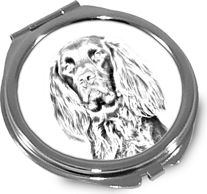 Deutsch Drahthaar - Taschenspiegel mit Hund, personalisierter Taschenspiegel, kompakter Spiegel mit Art-Dog-Logo