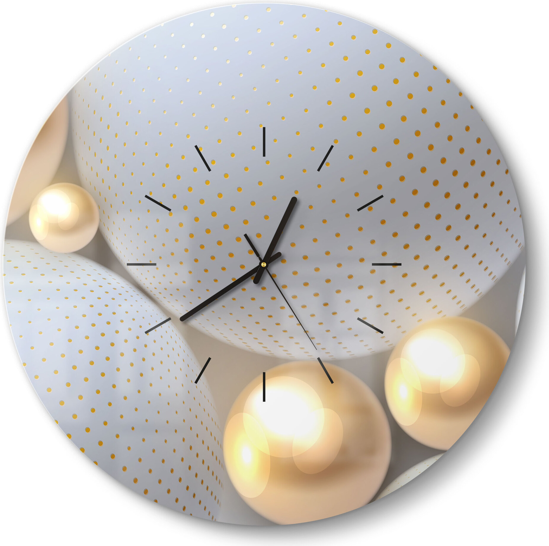 DEQORI Glasuhr Ø50 cm Modern 'Angeordnete Kugeln' Wanduhr Glas Uhr Design leise WC-D50-M-1667