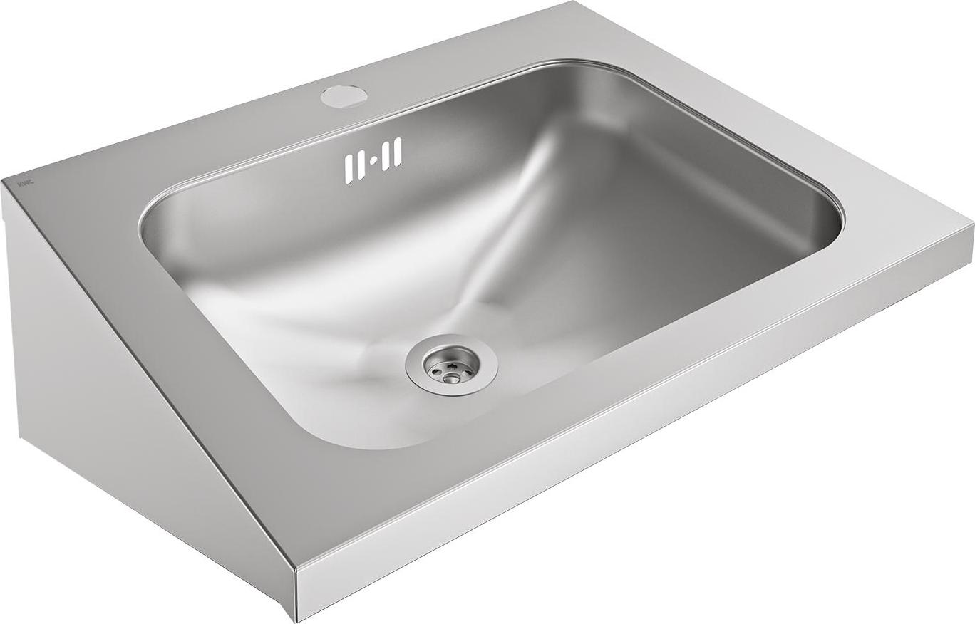 KWC AR Einzelwaschtisch, ANIMA, Edelstahl, 500x200x402 mm, m. Überl., m. Hahnl. 2000103764