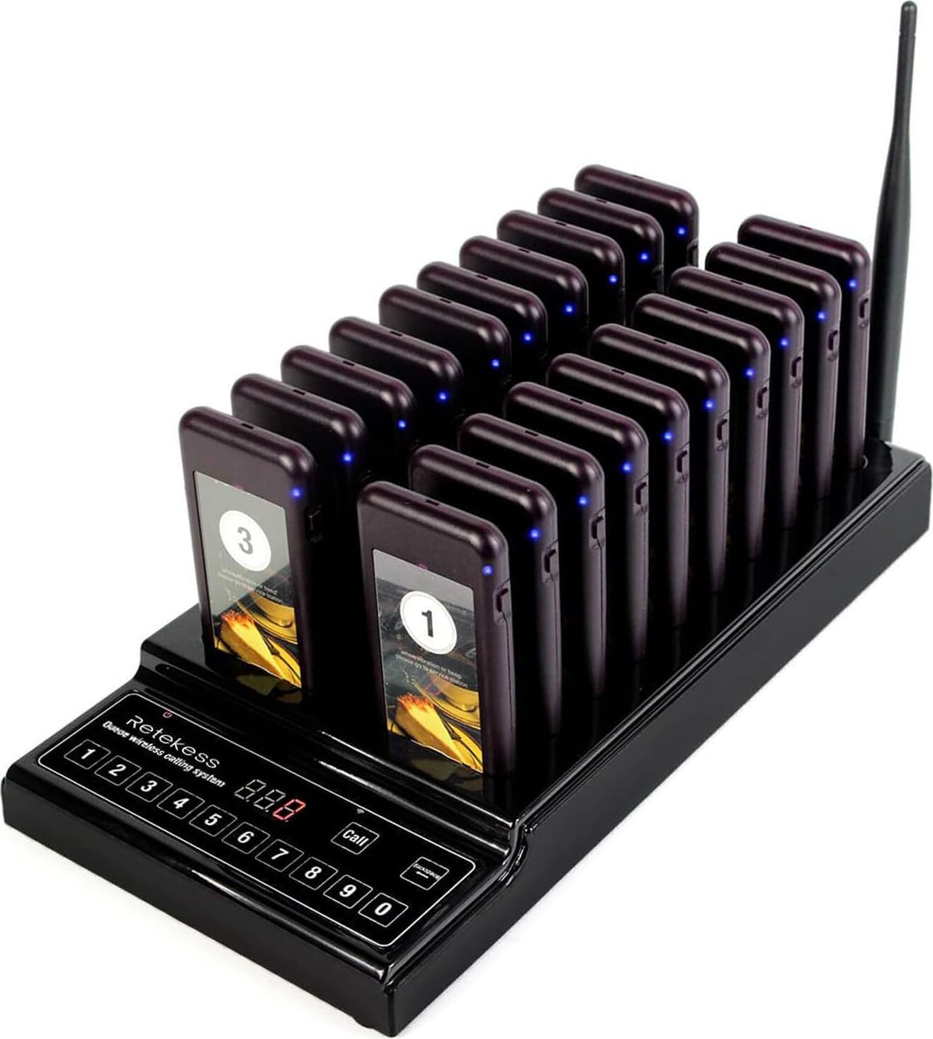 Retekess T112 Pager System, Restaurant Pager, 20 Pager 999 Kanale mit Aufladen Rrufende Tastatur Geeignet für Restaurants Bars Cafés