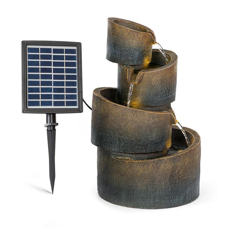 Blumfeldt Mantua Kaskadenbrunnen Solarbrunnen Gartenbrunnen Zierbrunnen,Solarbetrieb,4 Kaskadenstufen,Indoor & Outdoor,Solarpanel: 9 V / 2,8 W / 17,5 x 14 cm,frostbeständig 173