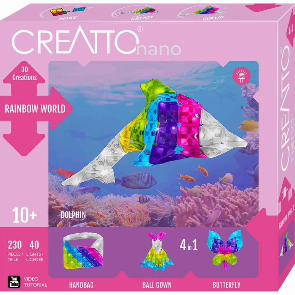 KOSMOS Creatto Rainbow / Dúhový svet, remeselná sada, 3D puzzle, nočné svetlo, svietiaca postavička, dekorácia, puzzle, 3829