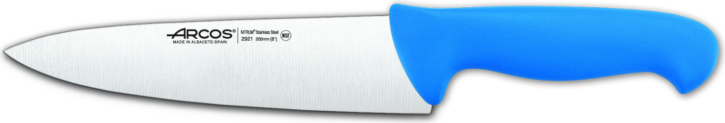 Kochmesser Arcos Farbe - Prof 292123 Edelstahl Nitrum und mango ergonomische blaue Polypropylenklinge und 20 cm Klinge, Vitrine