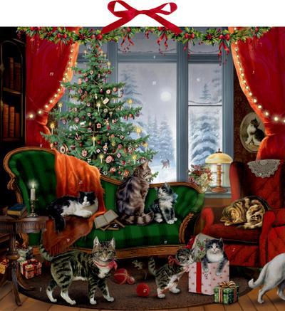 Nástenný adventný kalendár - Mačky pri okne