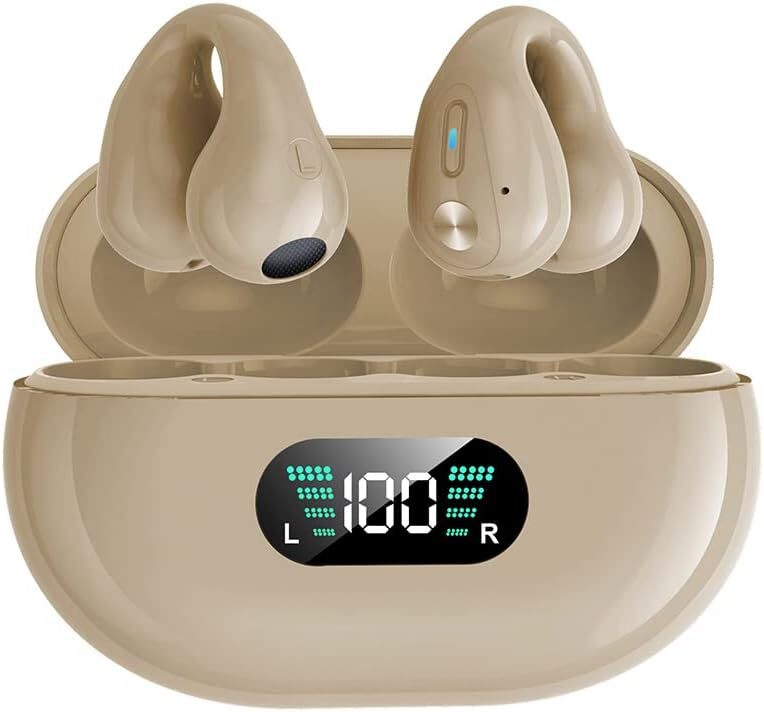 SLuB Knochenschall Kopfhörer, Open Ear Kopfhörer Bluetooth, Ohrclip-Sportkopfhörer, Bluetooth 5.4, HiFi-Stereoklang, Eingebautes Mikrofon, Geeignet
