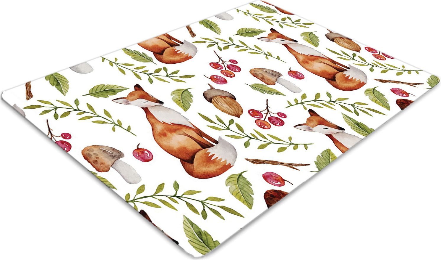Podlahová ochranná podložka - Ochranná podložka pod stoličku - Podlahová podložka - 100x70 cm - Líška a lesné plody