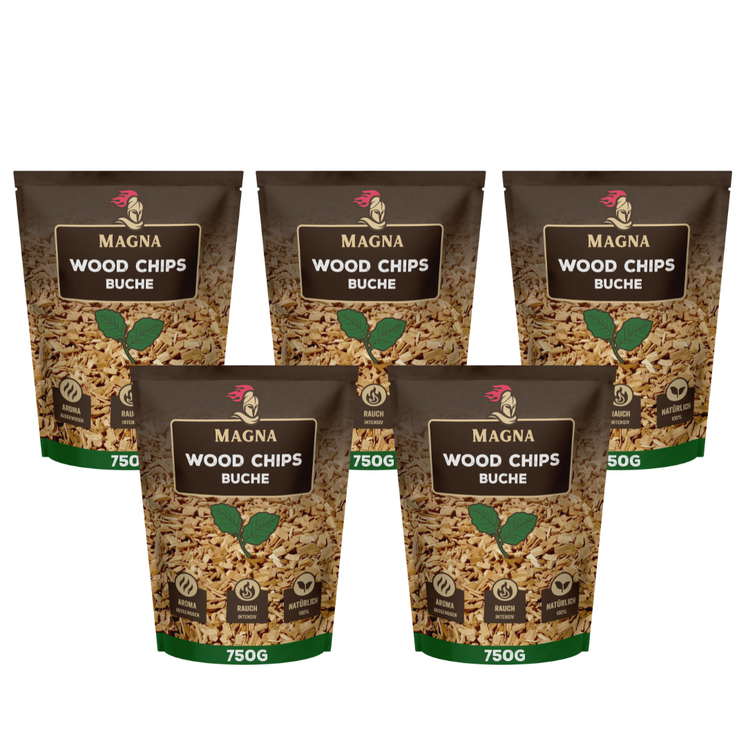 3,75 KG MAGNA SET BUCHE Räucherchips Wood Chips Smokerchips Räucherspäne Räucher MG-SET-WCB5
