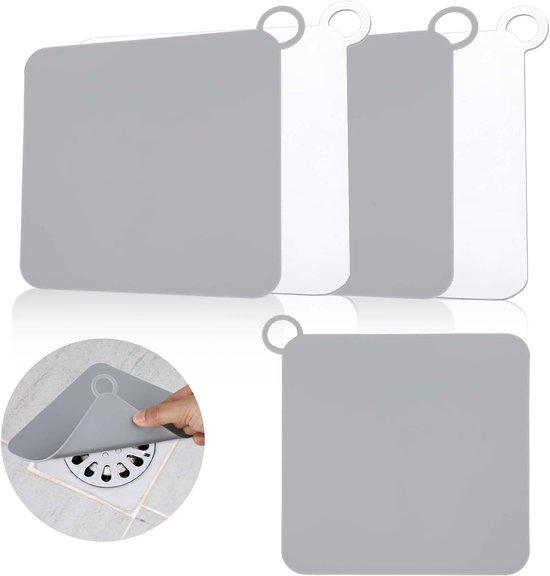 OEM 4 Stück Silikon-Badkabinenabfluss 12 x 12 cm für Haardusche-Abfluss mit Geruchssperre und Insektenschutz, 2-grau, 2-weiss 2026