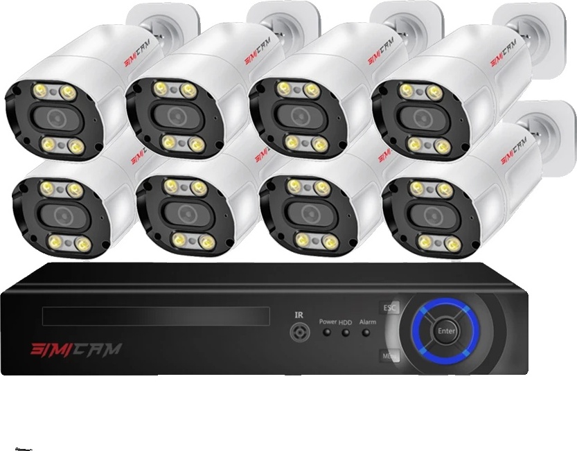 kamerový systém 4K POE, AI detekcia tváre, obojsmerný zvuk, 8CH 8ks 4K, 4T