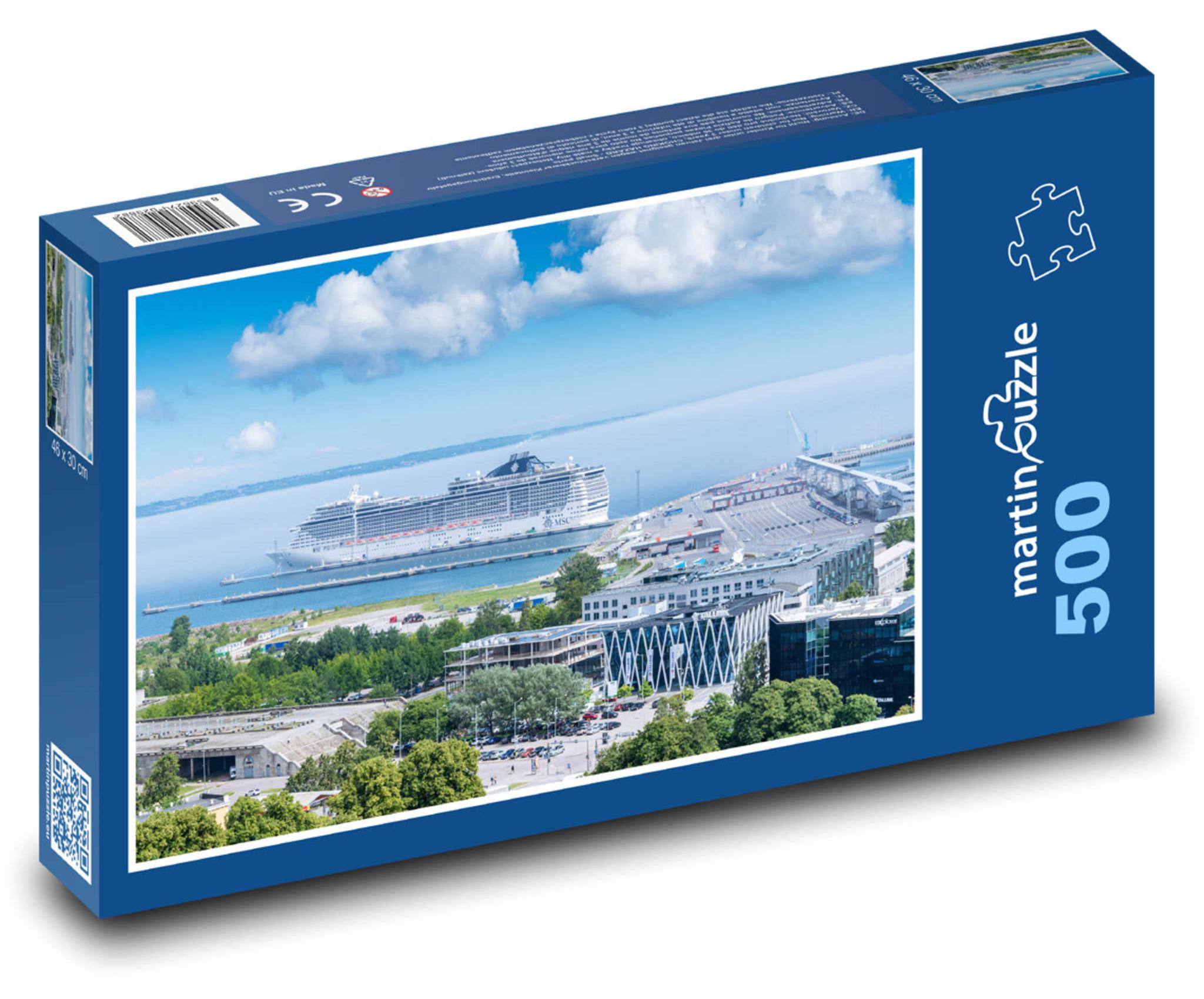 MCprint Puzzle 500 Hafen mit Kreuzfahrtschiff - martinpuzzle