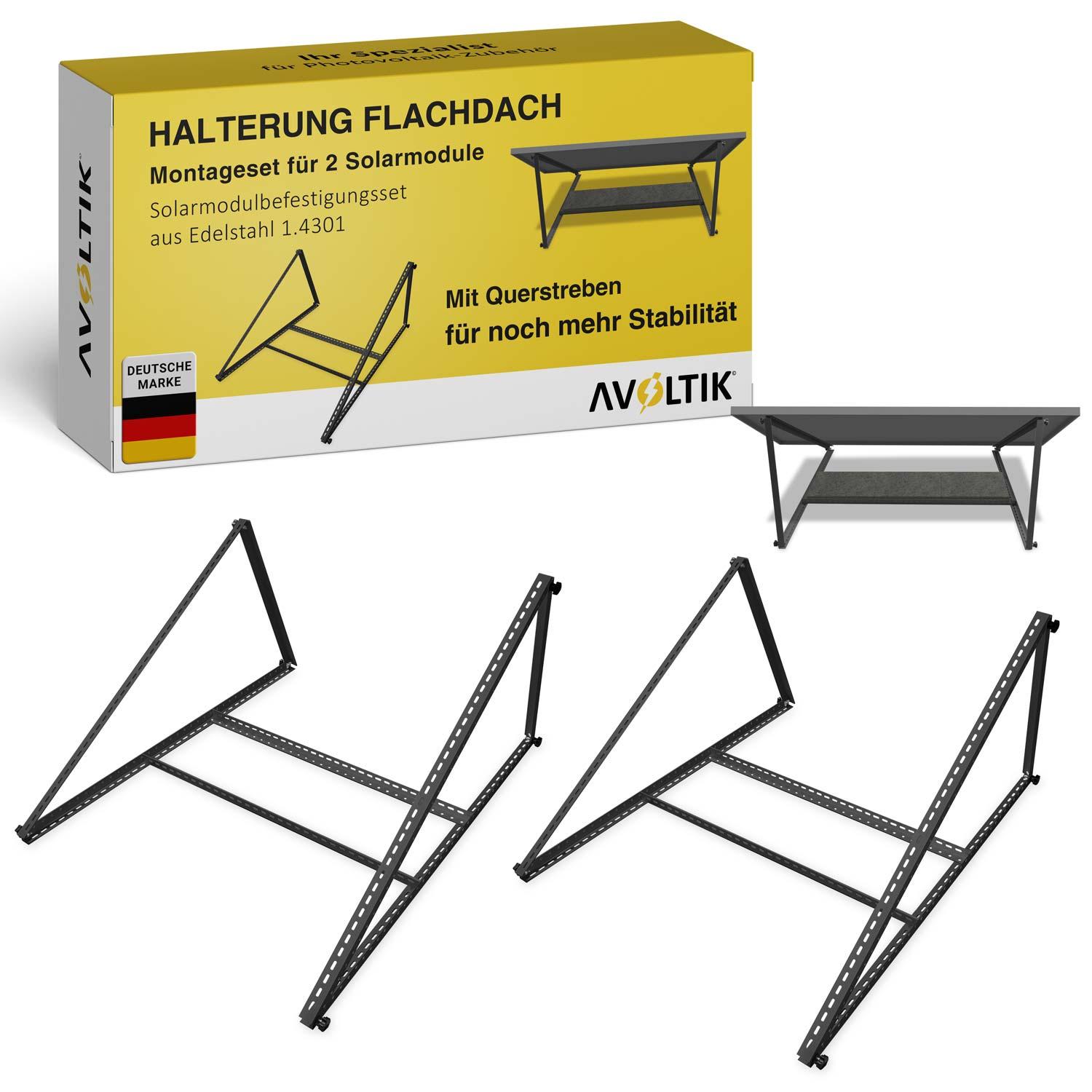 Avoltik 2er Set Solarpanel Halterung Solarmodul Flachdach 114 cm - Alu 6005-T5 schwarz avoltik-444080