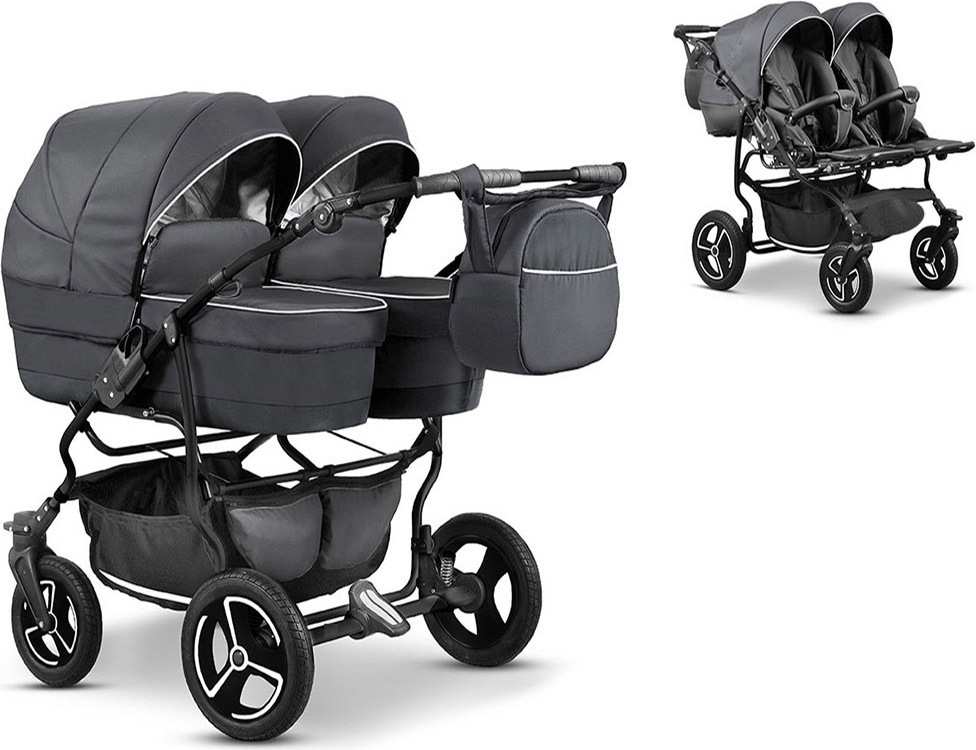 Zwillingskinderwagen 2 in 1 Twin Star inkl. Sportsitze - 10 Teile - in 16 Farben