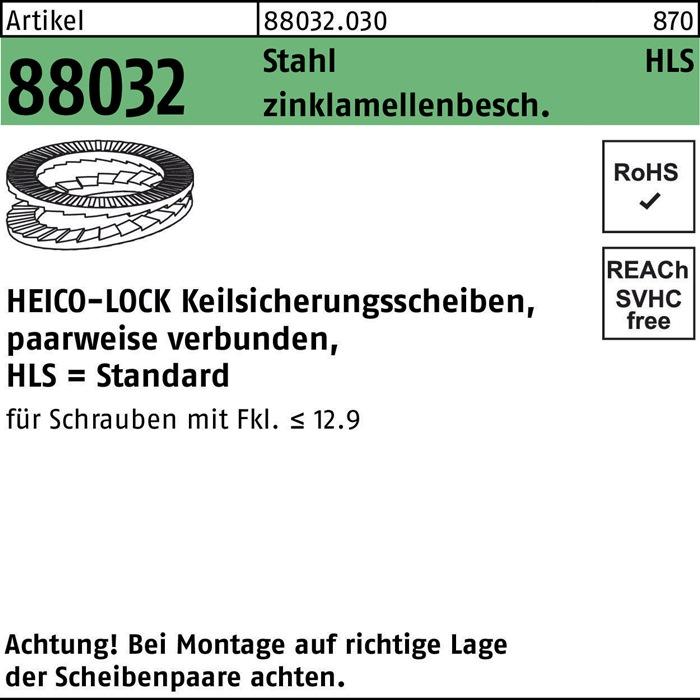 HEICO Befestigungstechnik Keilsicherungsscheiben 88032 4,4x7,6x1,7 flZnnc 880320300040000 (200 Stück)