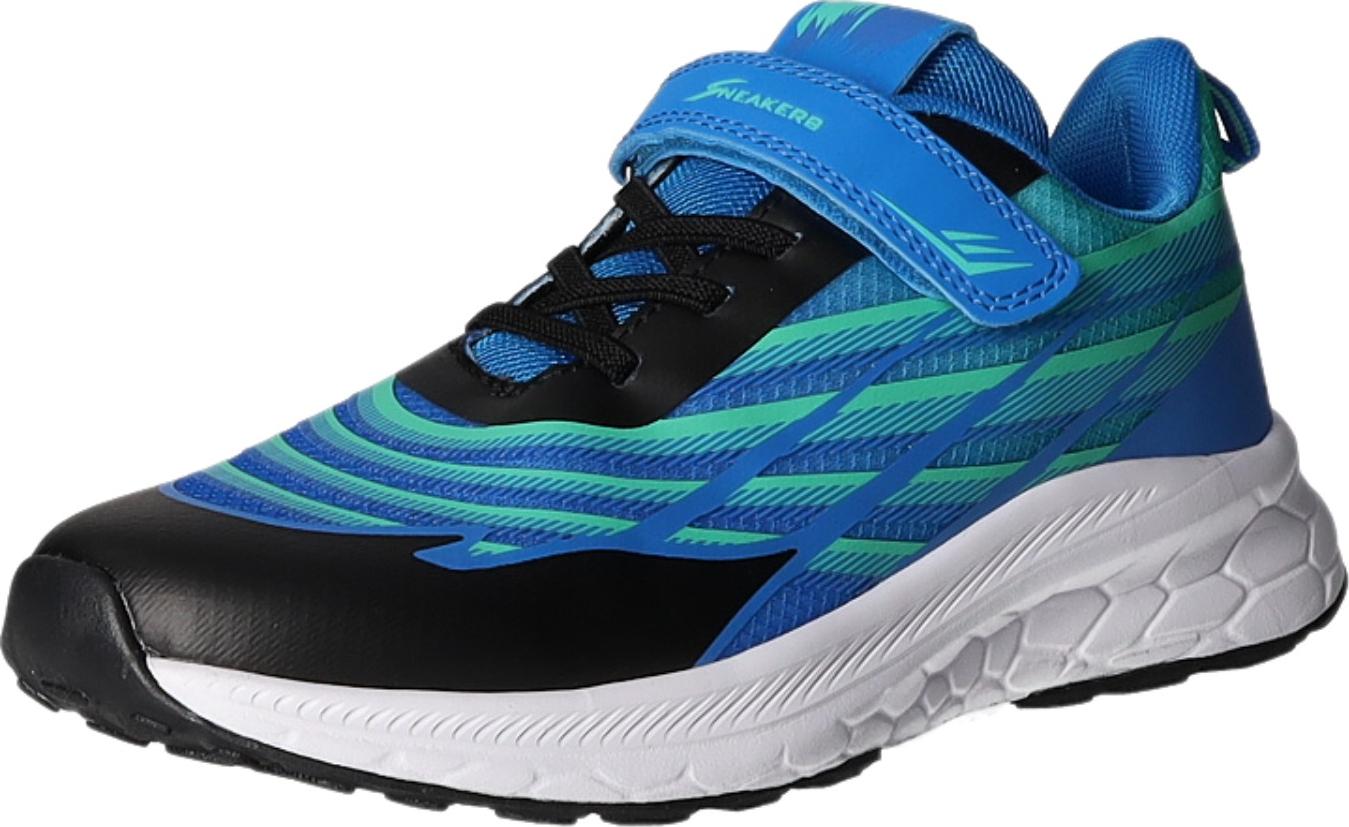 Sneakers Kinder-Jungen-Sneaker-Slipper-Klettschuh Blau-Schwarz-Weiß, Farbe:blau, EU Größe:31 K231160-BL