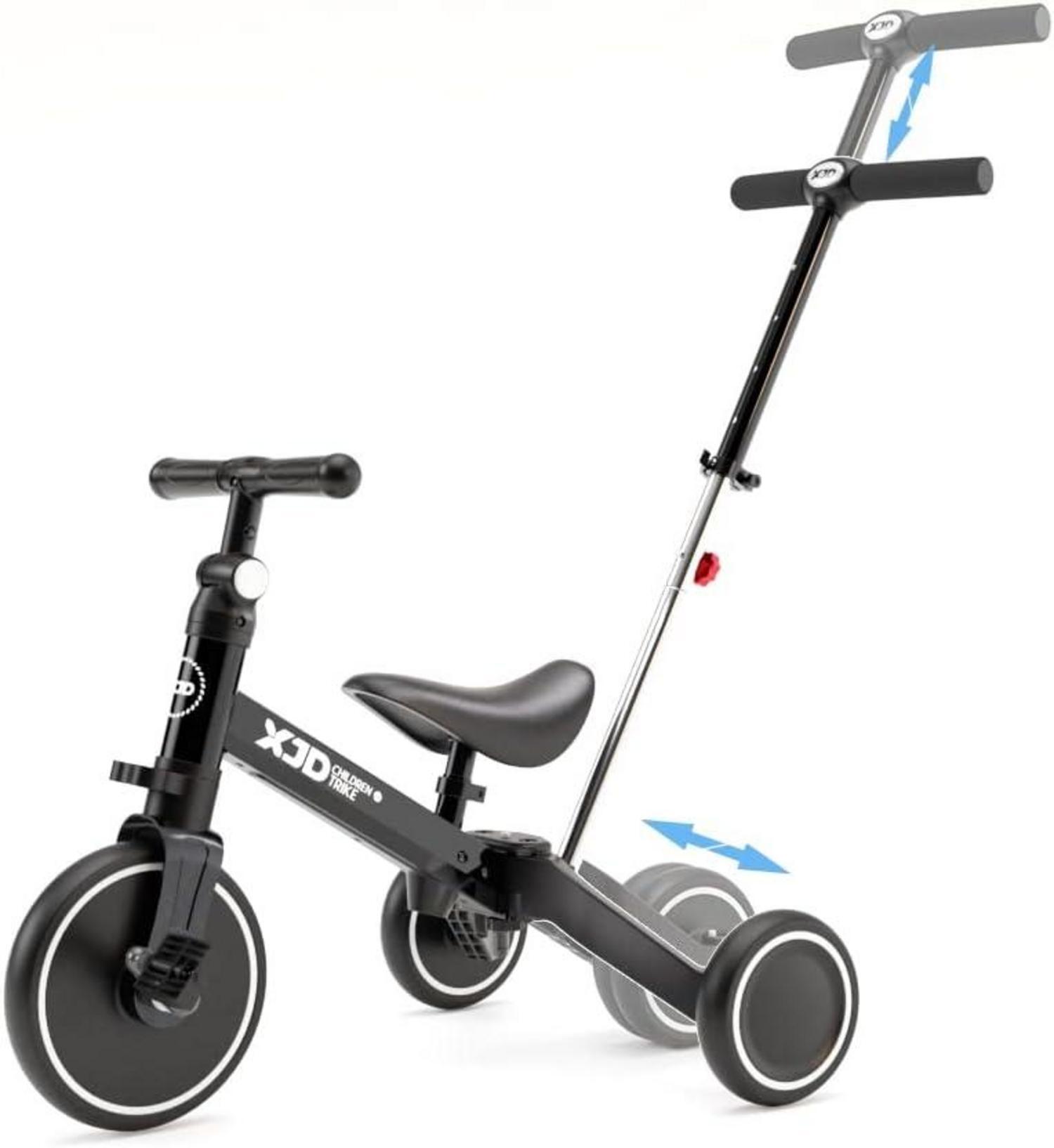 Sonstige XJD 4-in-1 Kinder Dreirad Laufrad verstellbarer Sitz abnehmbares Pedal Schwarz