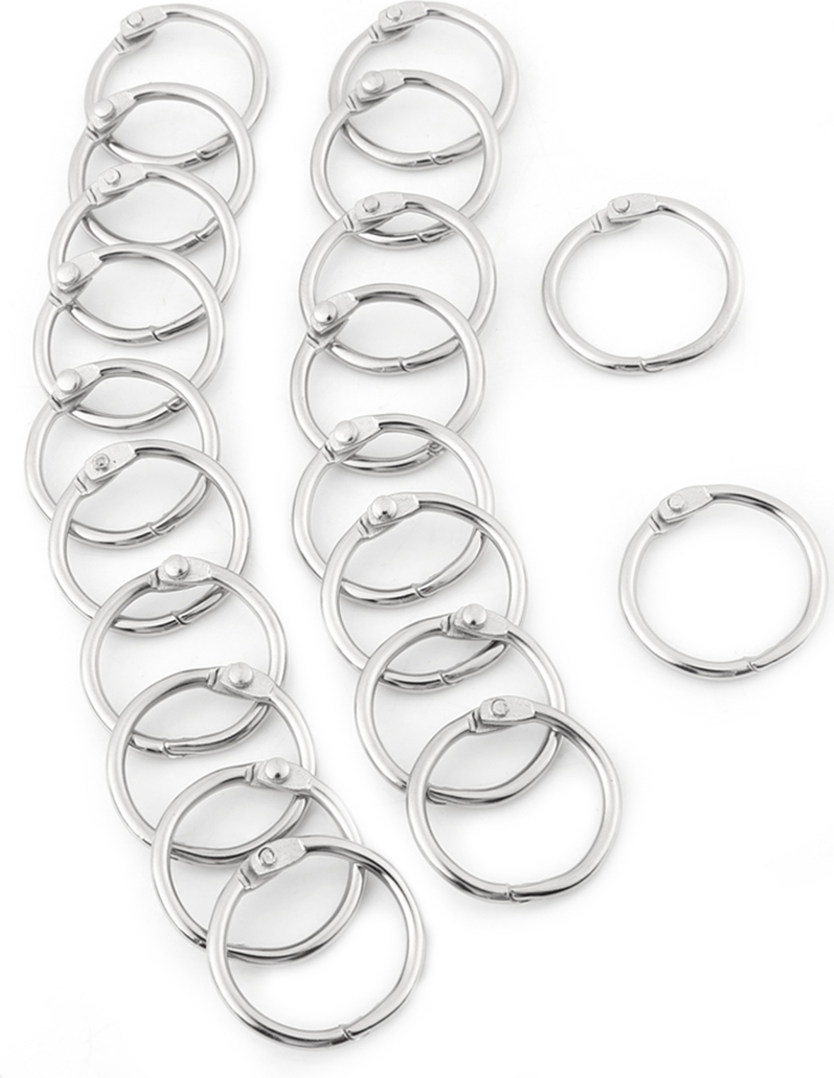 Gistuch 20-teilig Scharnierringe, Metall-Buchbinderinge, für Dokumente, Alben & Schlüsselbund (25mm)