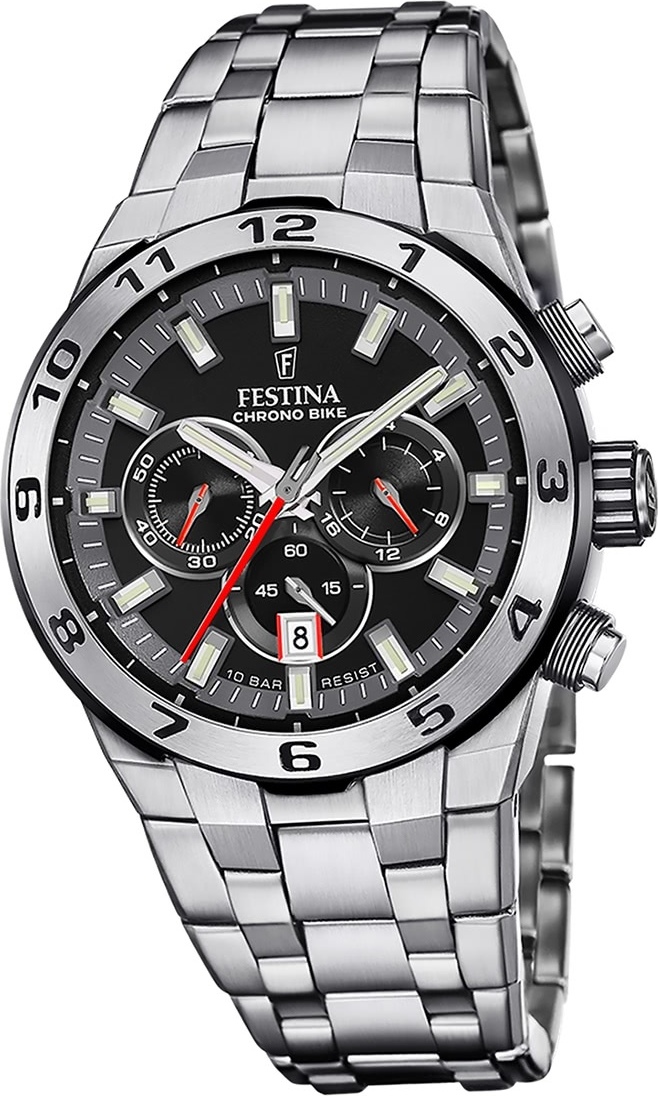 Pánske hodinky Festina z ušľachtilej ocele strieborné Náramkové hodinky Festina Chrono Bike D2UF20670/6