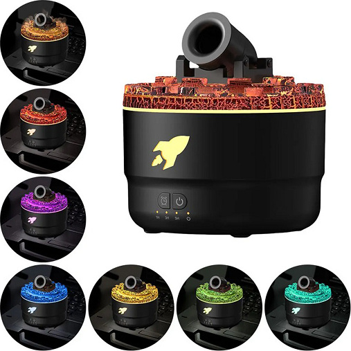 Dopwii Luftbefeuchter, Aromatherapie-Luftbefeuchter, Kanonen-Luftbefeuchter, leiser Diffusor, Heim-Desktop-Luftbefeuchter mit buntem LED-Licht, Schwarz KAUF-WOHN-HC626-B-13