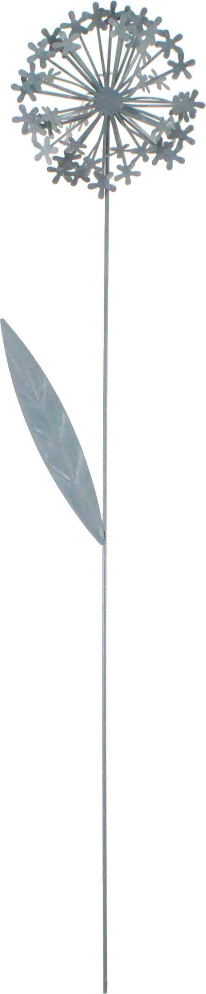 Floral-Direkt Stecker Pusteblume 3D Metall L 47cm Gartenstecker Blumenstecker Beetstecker, Farbe:grau v5786