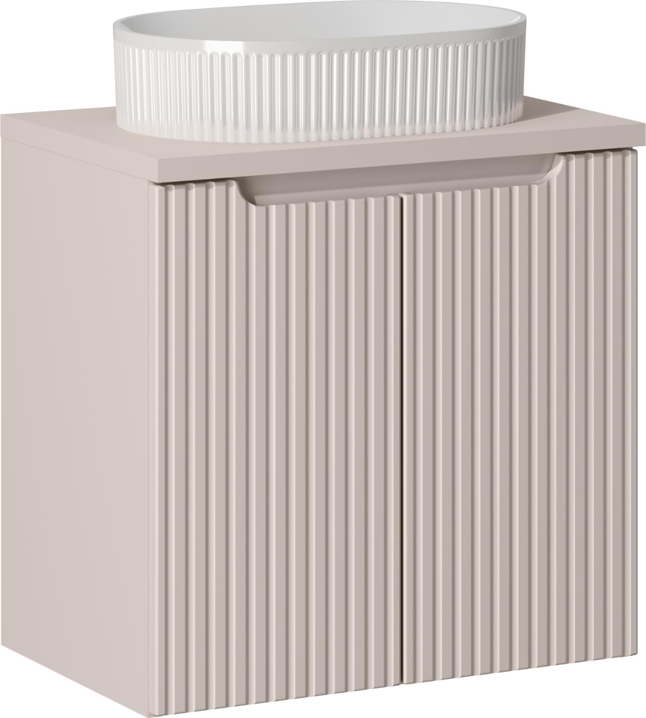 Badezimmerschrank 60 Cm Mit Aufsatzwaschbecken Geriffelt Cashmere